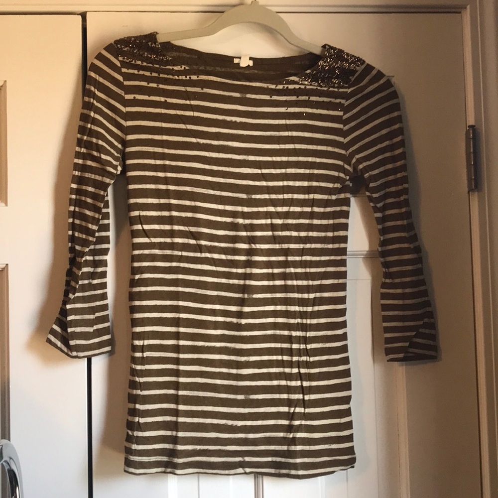 J Crew Stripped Bc 3/4 sleeve shirt
